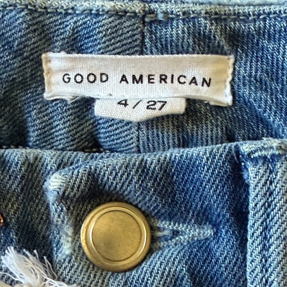 Good American NWT‎ Good Boy vintage blue wash slit hem jeans women's Size 4/27 - Picture 4 of 14